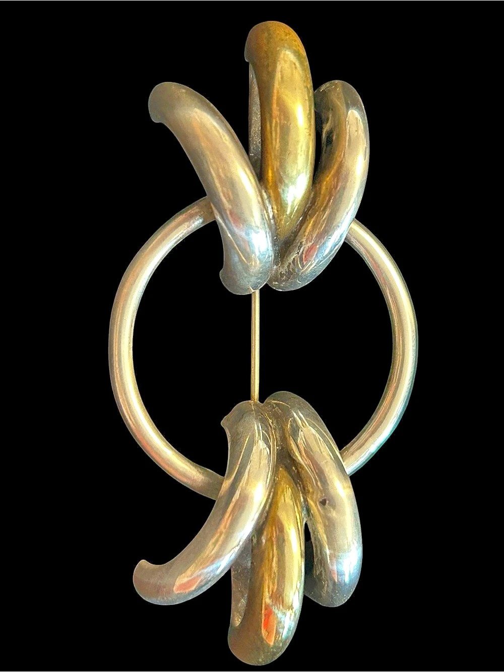70s Modernist Mexico Mixed Metal Brooch Pin